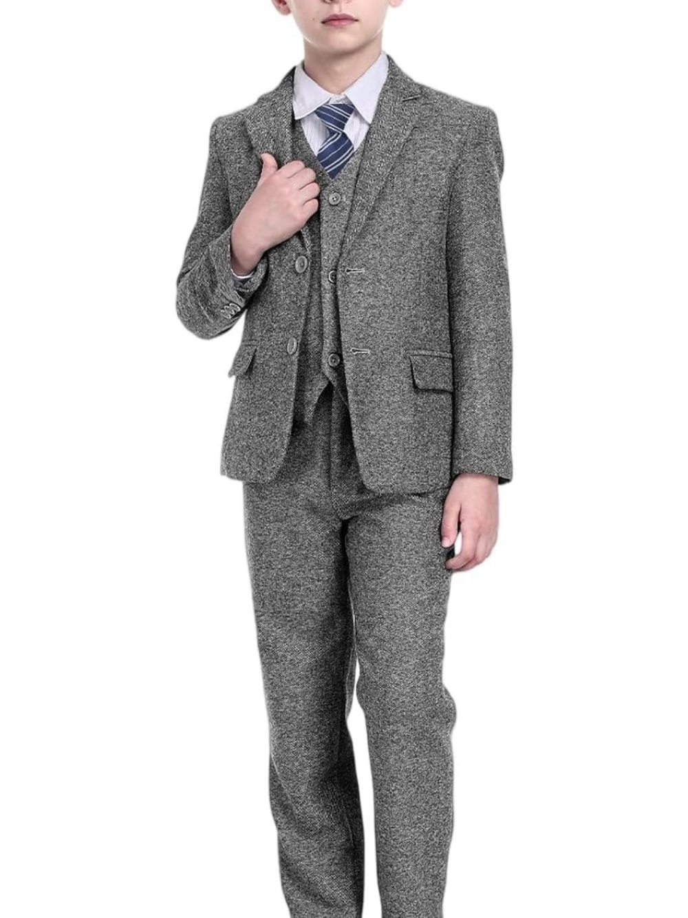 Boys' Gray Three-Piece Suit  Costume Classic Formal Blazer, Vest & Pants